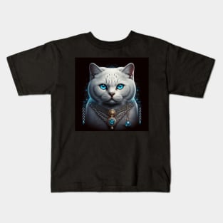 White British Shorthair Cat Art Kids T-Shirt